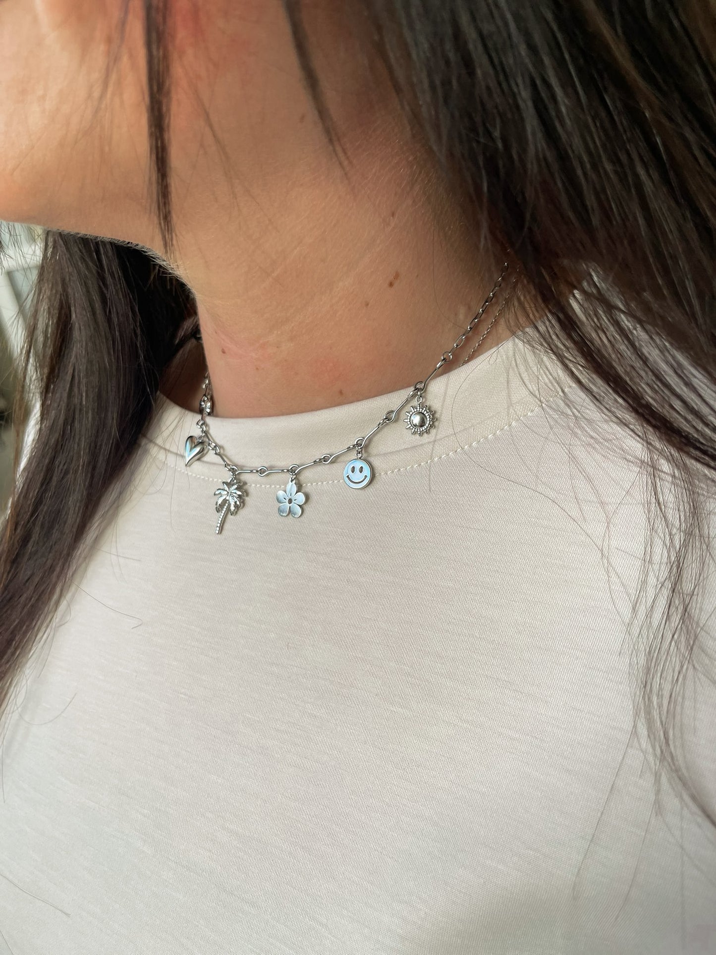 Necklace silver smiley