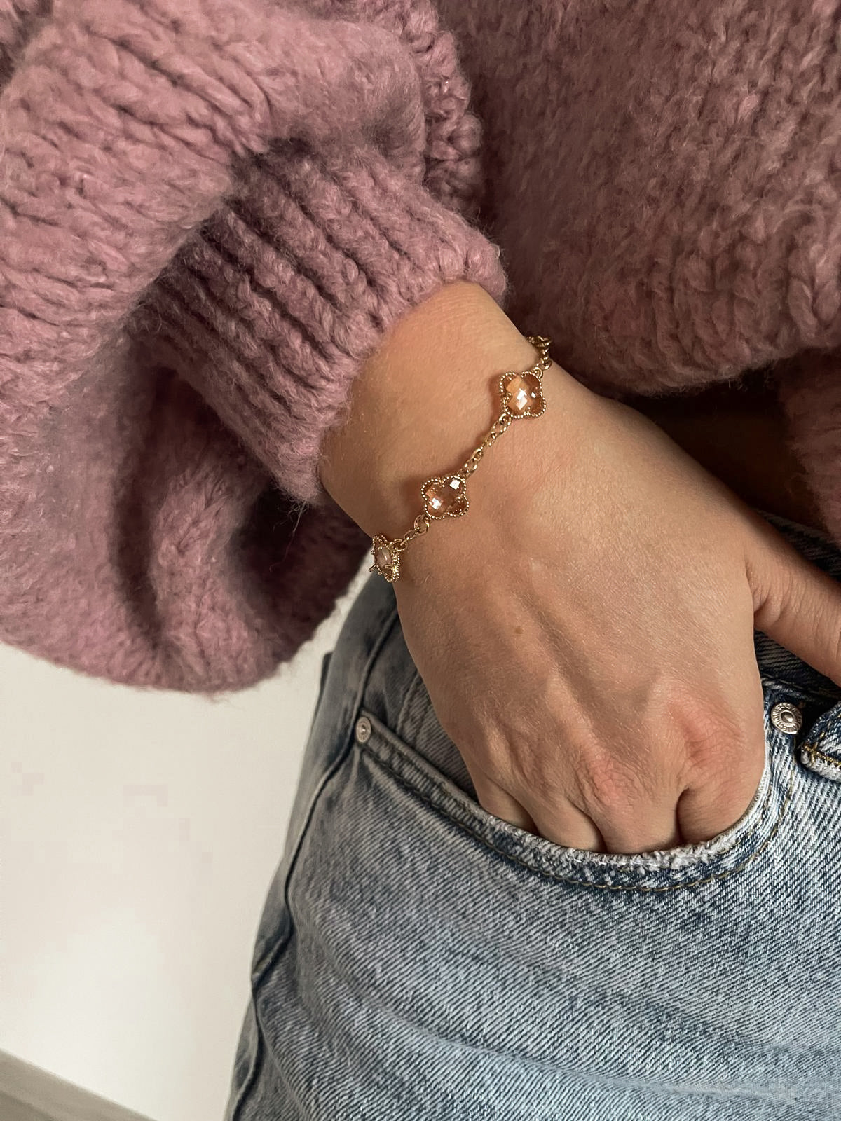 Bracelet flowers roségoud