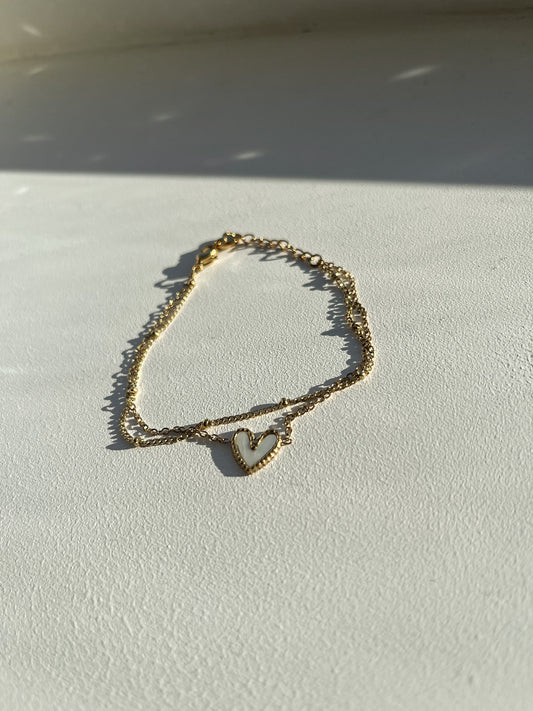 Bracelet heart whitegold