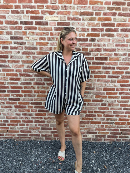 Monaco stripes playsuit black