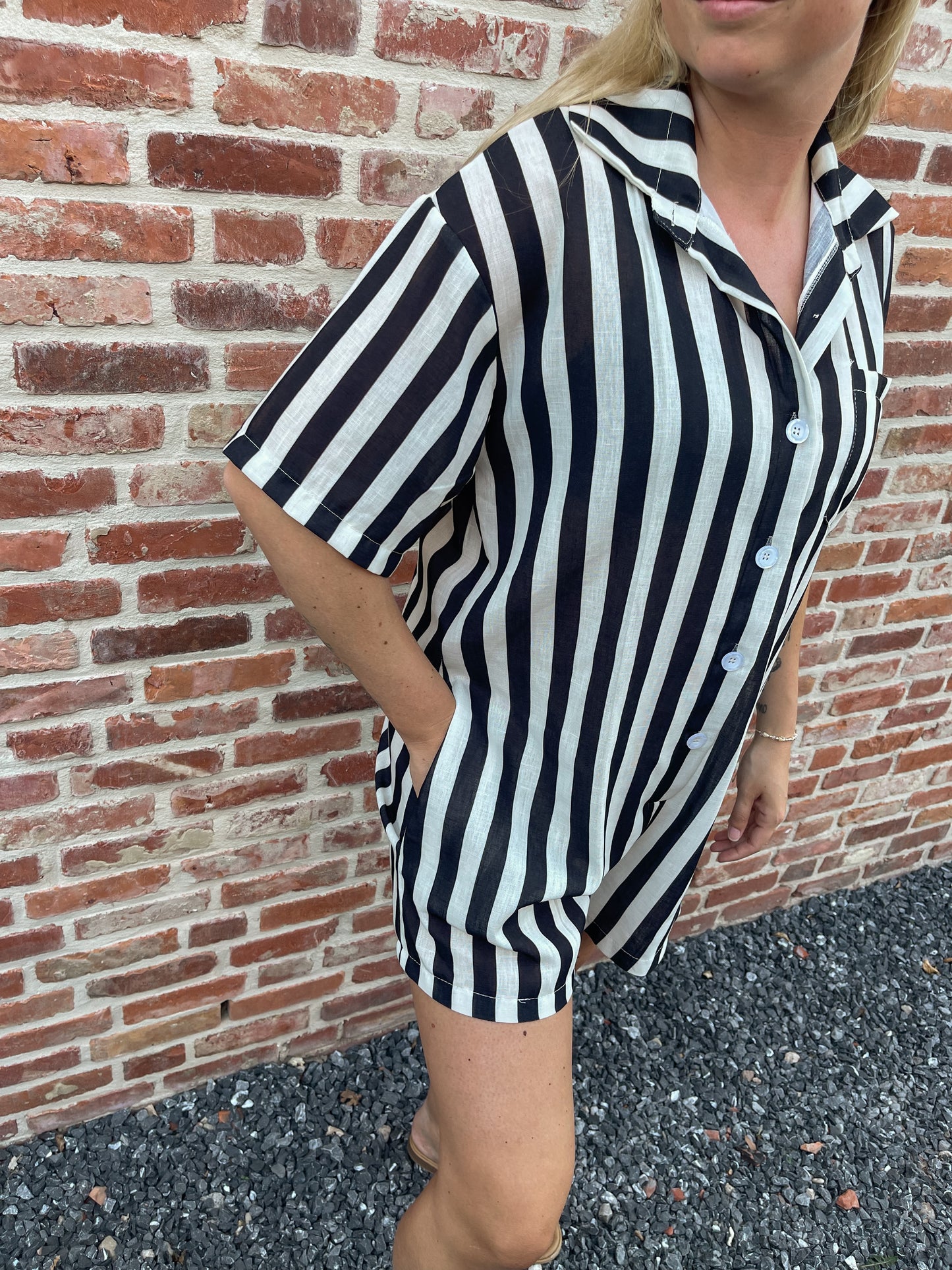 Monaco stripes playsuit black