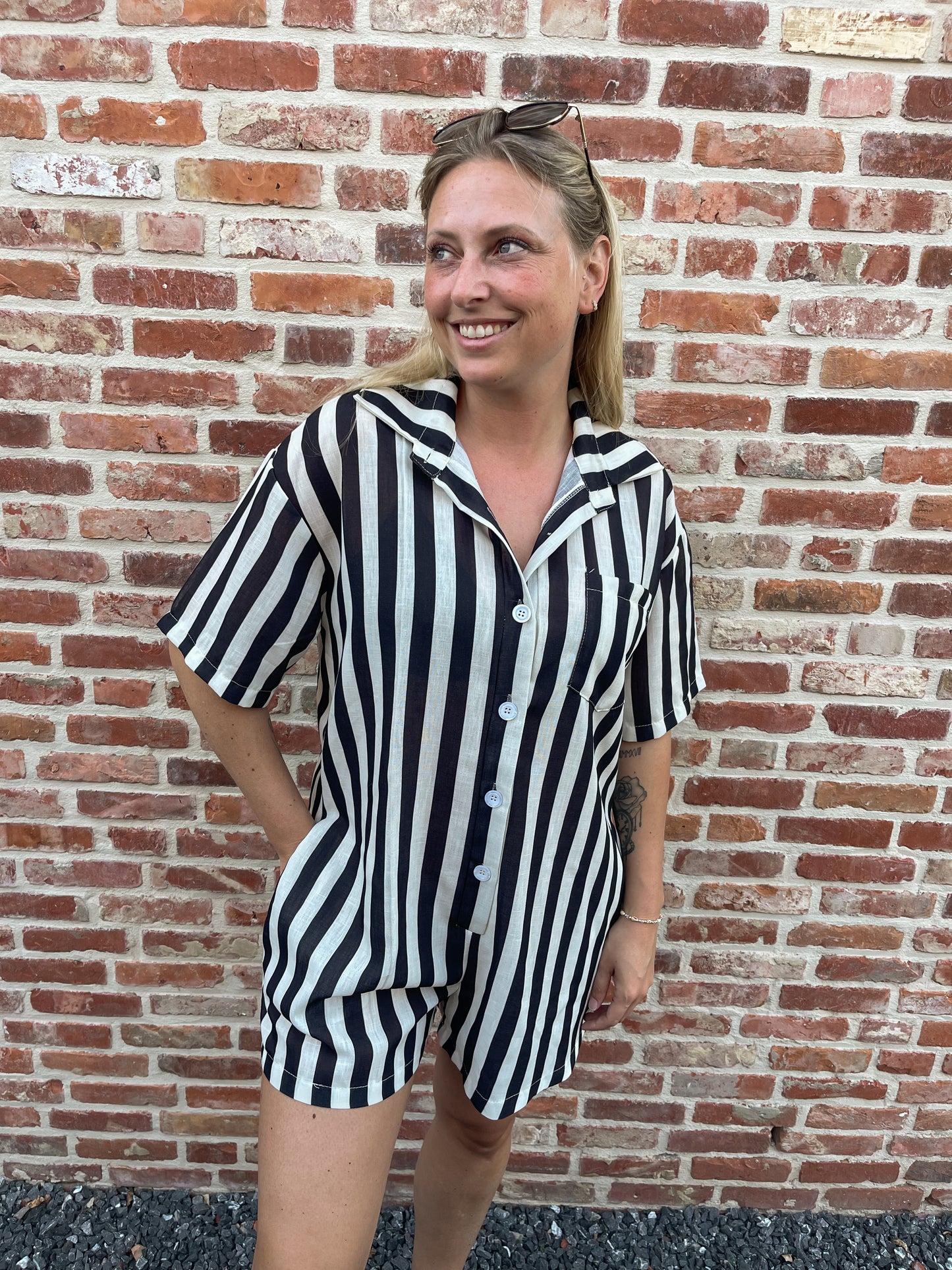 Monaco stripes playsuit black