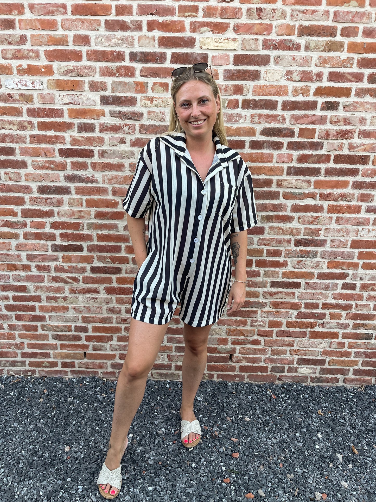 Monaco stripes playsuit black