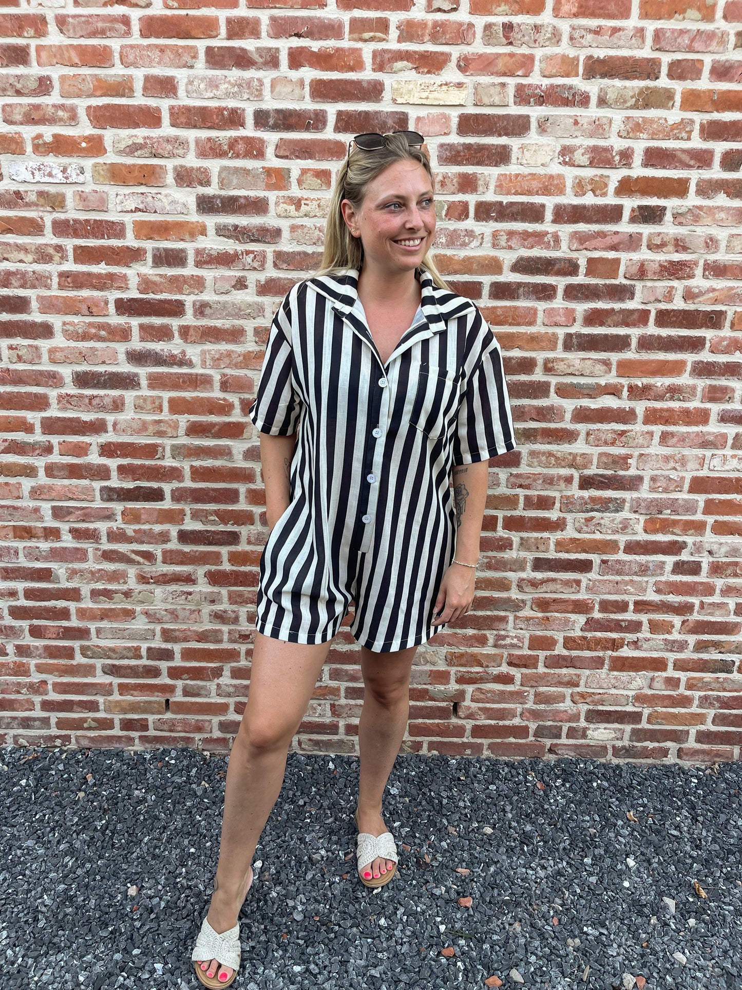 Monaco stripes playsuit black