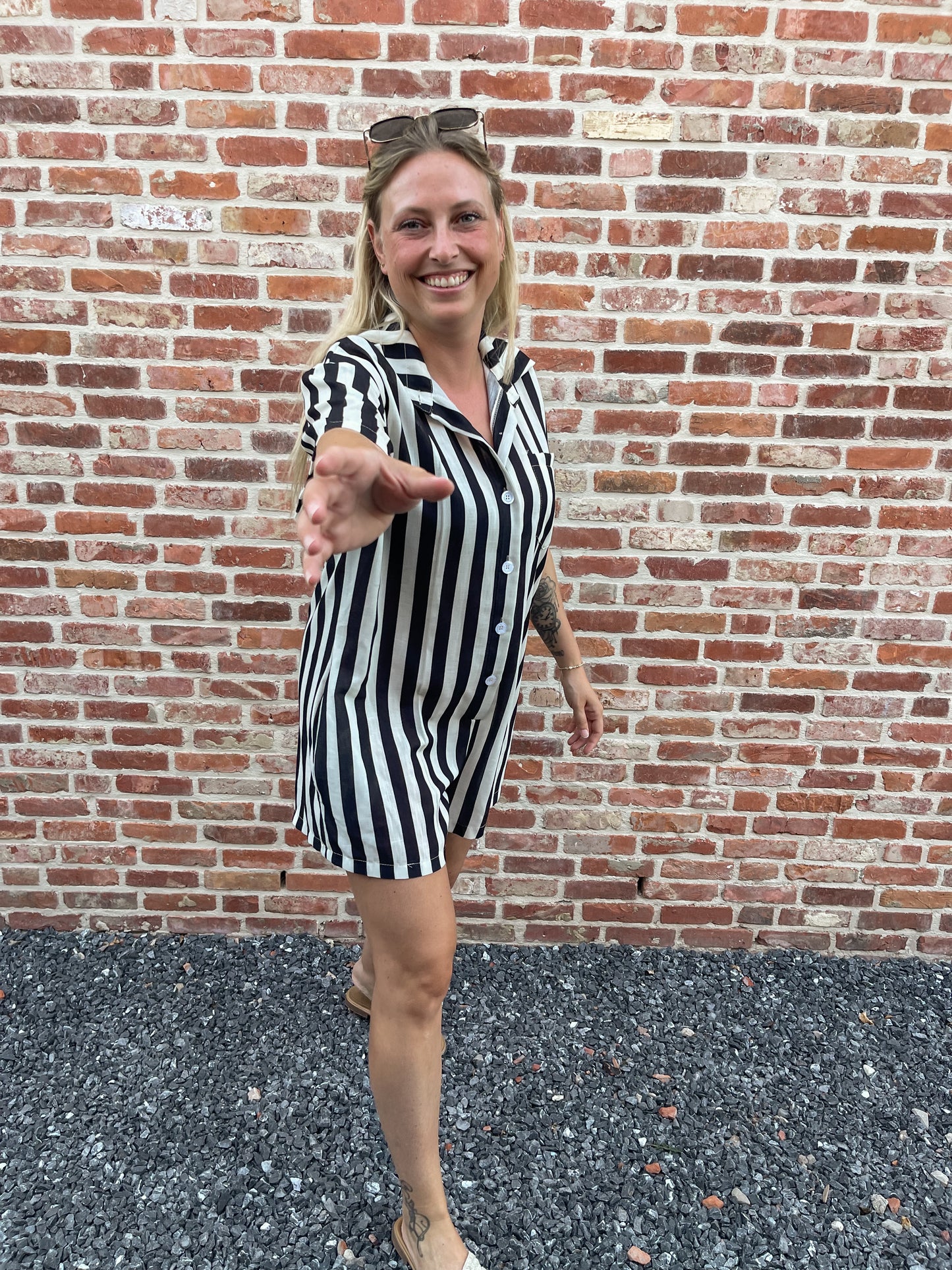 Monaco stripes playsuit black