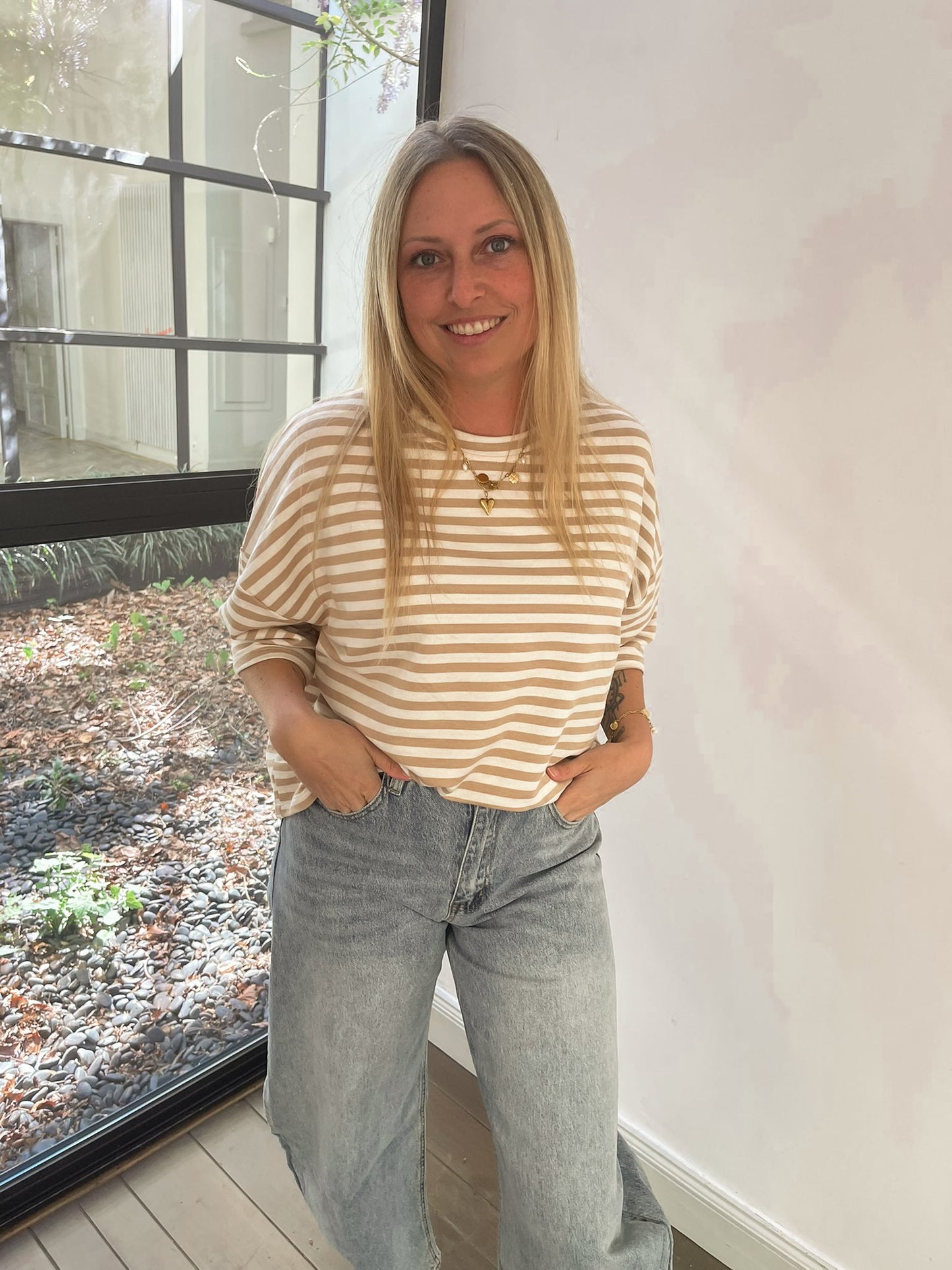 Urban stripe shirt beige